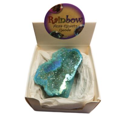Rainbow Aura Quartz Geode