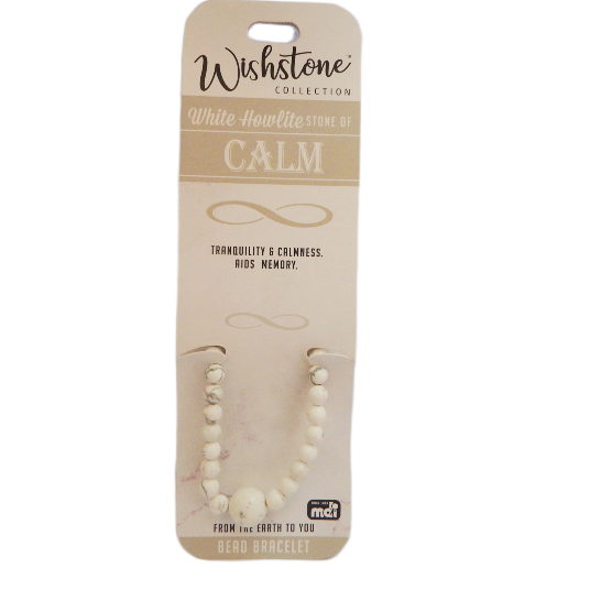 White Howlite Bead Bracelet Wishstone