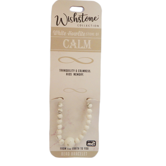 White Howlite Bead Bracelet Wishstone