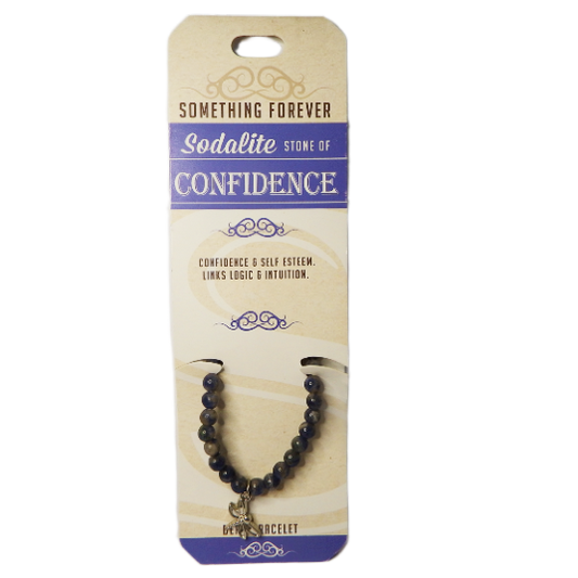 blue sodalite elastic bead braclet  with dragonfly carm on something forever card