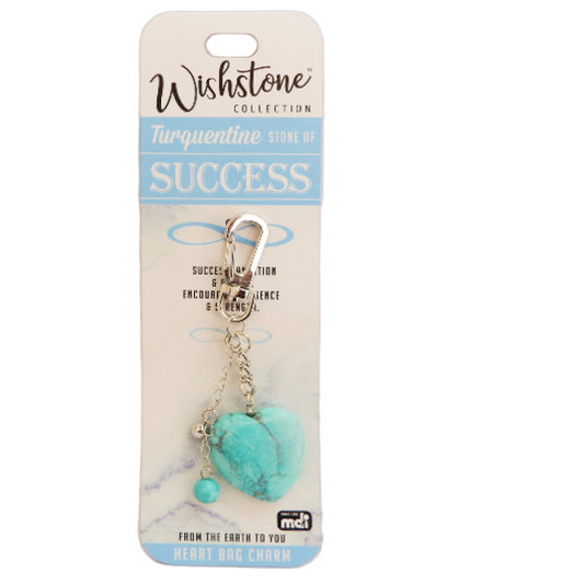 Turquoise keychain on a Wishstone Collection card with text