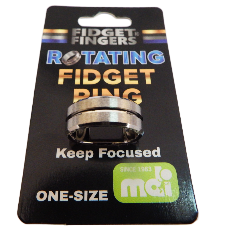 Fidget ring on packaging with 'Fidget Fingers' branding