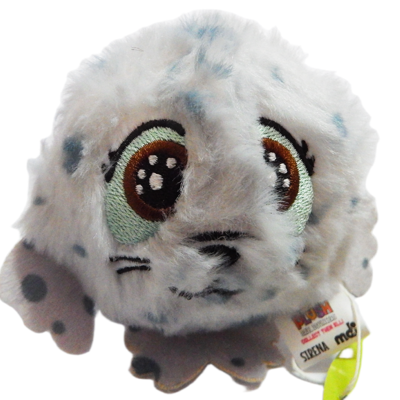Plush  seal toy with a tag on a white background