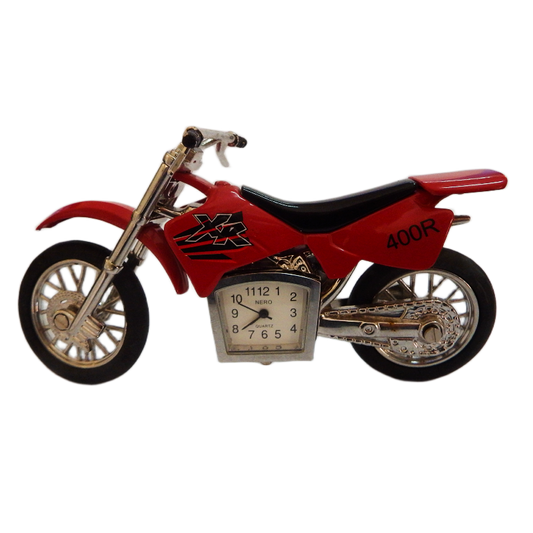 Red CO48 M/B Kawasaki 400R NERO Clock motorcycle-shaped clock on a white background