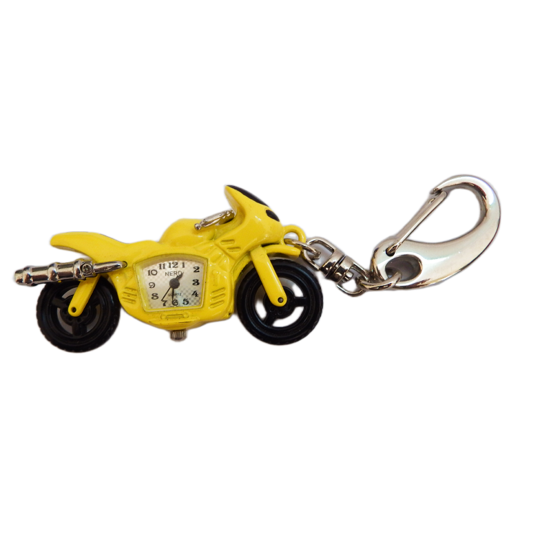 image yellow motor bike clock keyring