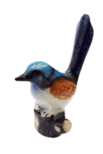 image Blue Wren male Mini Stump new porcelain figurine
