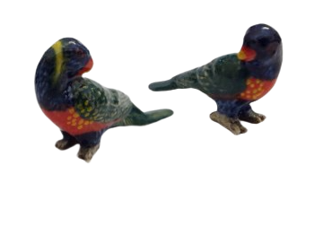 Rainbow lorikeet porcelain miniature figurine set of two