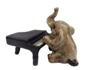 image Elephant Playing Piano Miniature Porcelain Figurine