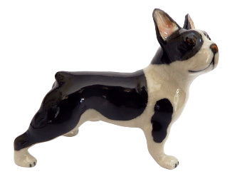 French Bulldog Black And White Miniature Figurine