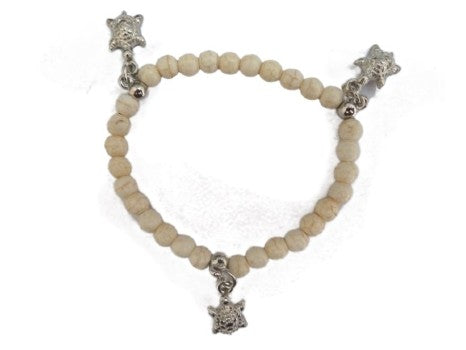B591 Bracelet BLue -White  gemstone Beads  dolphin/turtle