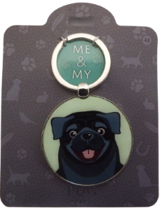 Me & My Pet Dog Keyring Pug Black