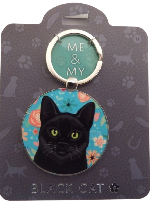 Me & My Pet Cat Keyring Black Cat Floral