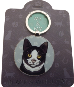 Me & My Pet Cat Keyring Black & White Cat