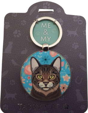 Me & My Pet Cat Keyring Tabby Cat Floral