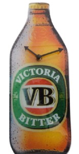 Victoria Bitter Stubbie Shaped Glass Clock