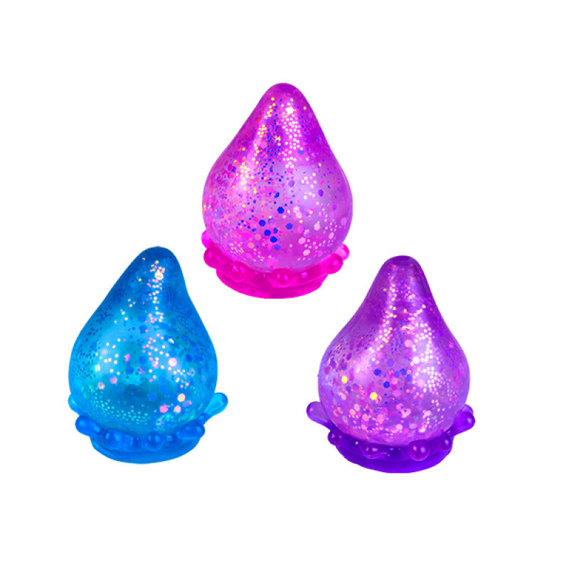 three  colourful glitter drops
