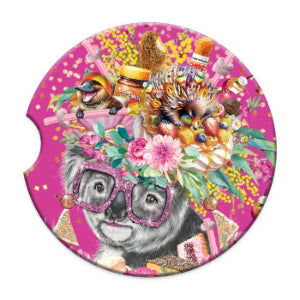 Lisa Pollock Ceramic Car Coaster Foodie Koala