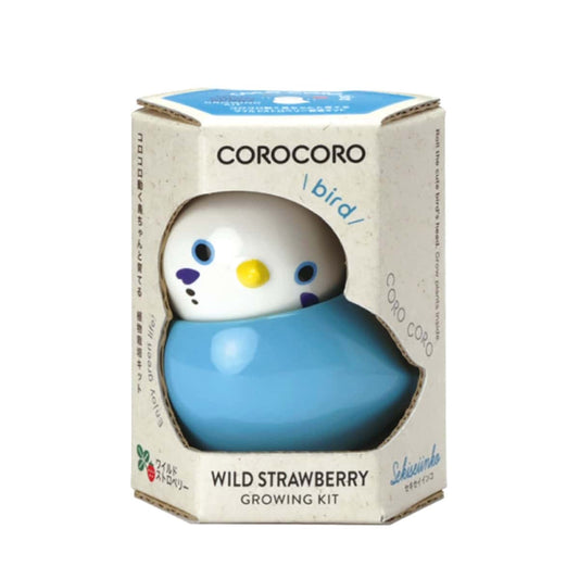 CoroCoro blue and white bird wild strawberry growing kit box