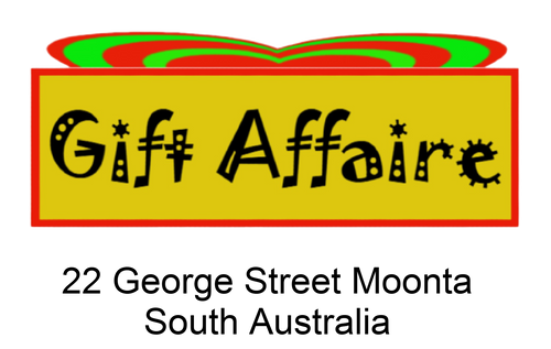 Logo of Gift Affaire with address 22 George Street Moonta South Australia on a white background