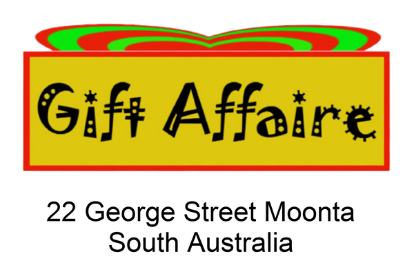 Logo of Gift Affaire with address 22 George Street Moonta South Australia on a white background