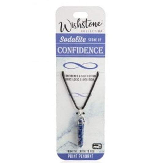 Necklace with sodalite stone on Wishstone packaging