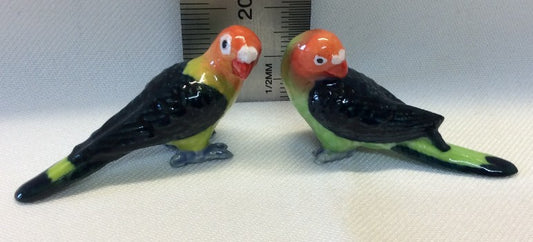 Parakeet love birds set 2 Ceramic Miniature Figurines