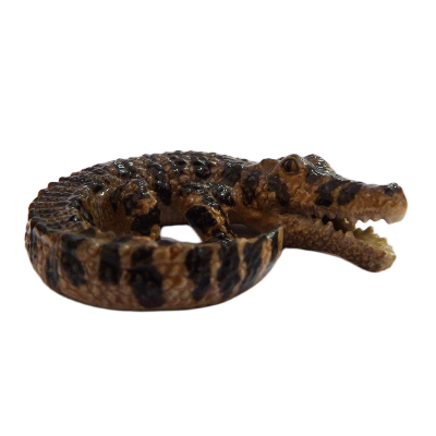 crocodile miniature Porcelain Figurine  on a white background