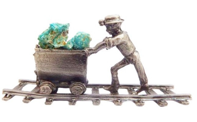Miner Pushing Copper Ore  Mining  Cart pewter figurine
