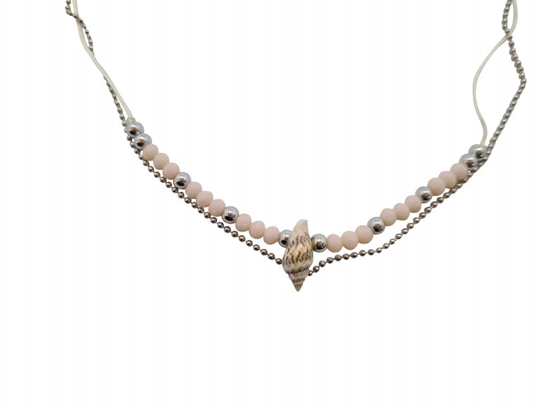 N123 Necklace shell with crystal and metallic beads