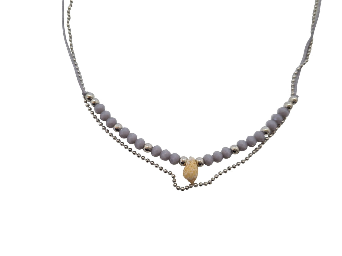 N123 Necklace shell with crystal and metallic beads