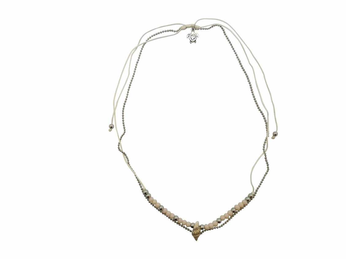 N123 Necklace shell with crystal and metallic beads