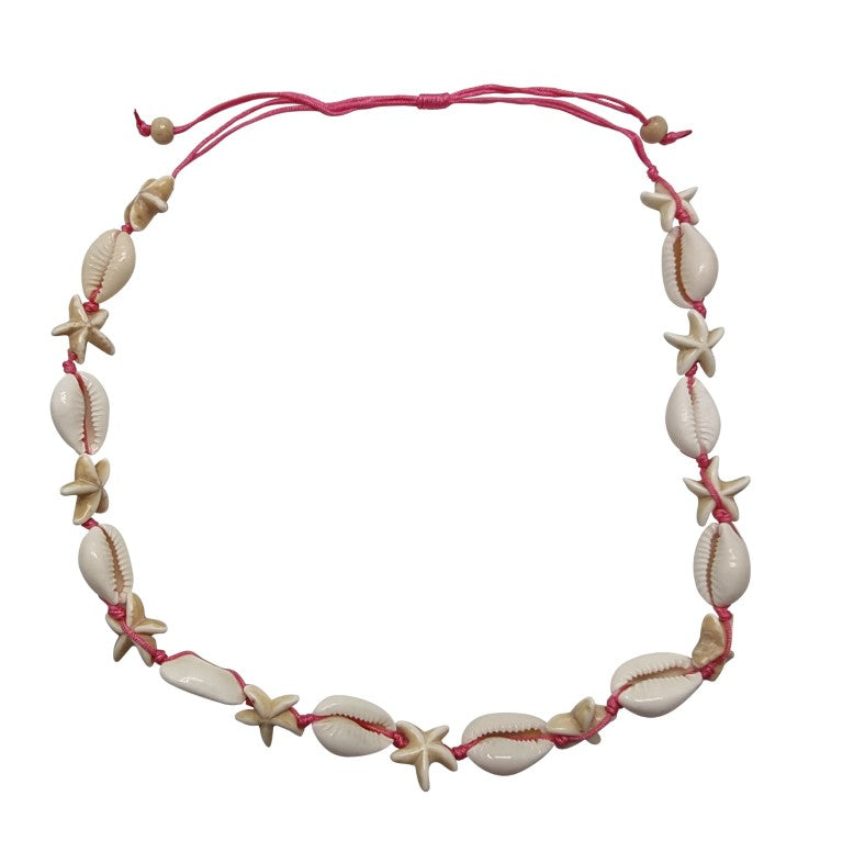 pink Cowrie & Starfish necklet N260 naturally design Australia