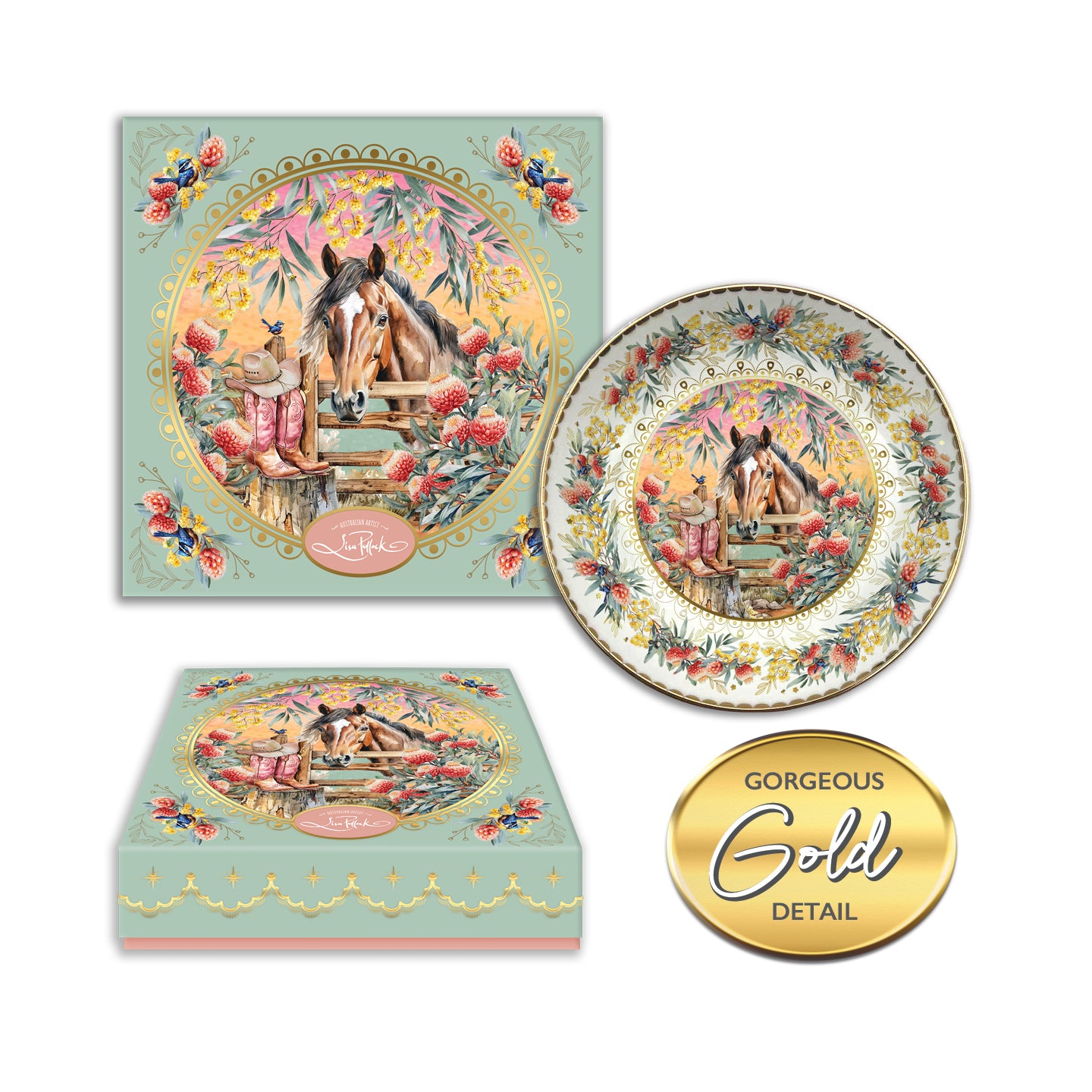 Lisa Pollock Ceramic Trinket Dish Country Dusk