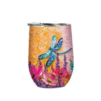 Lisa Pollock Stainless Steel Travel Bevvy Mug Playful Dragonflies