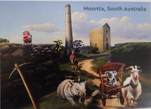 Postcard Little Digger and Friends at the Hughes Engine house Moonta South Australia