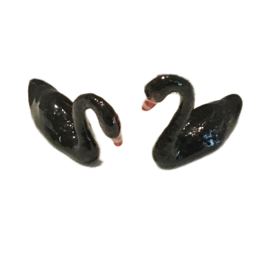 black swan  miniature pocelain figure se of 2