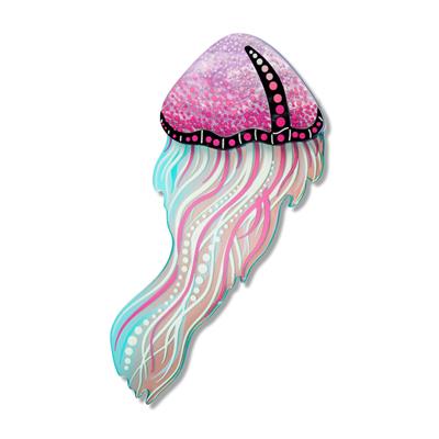 Colorful jellyfish-shaped Erstwilder Brooch on a white background