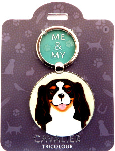 Me & My Pet Dog keyring Cavalier Tricolour