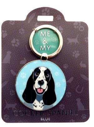 Me & My pet dog Keyring Cocker Spaniel Blue