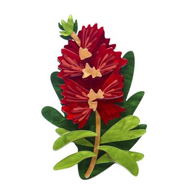 Crimson Bottle Brush Erstwilder Brooch