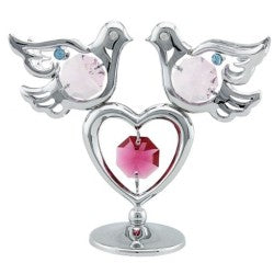 image Crystocraft Dove Pair & Heart Silver