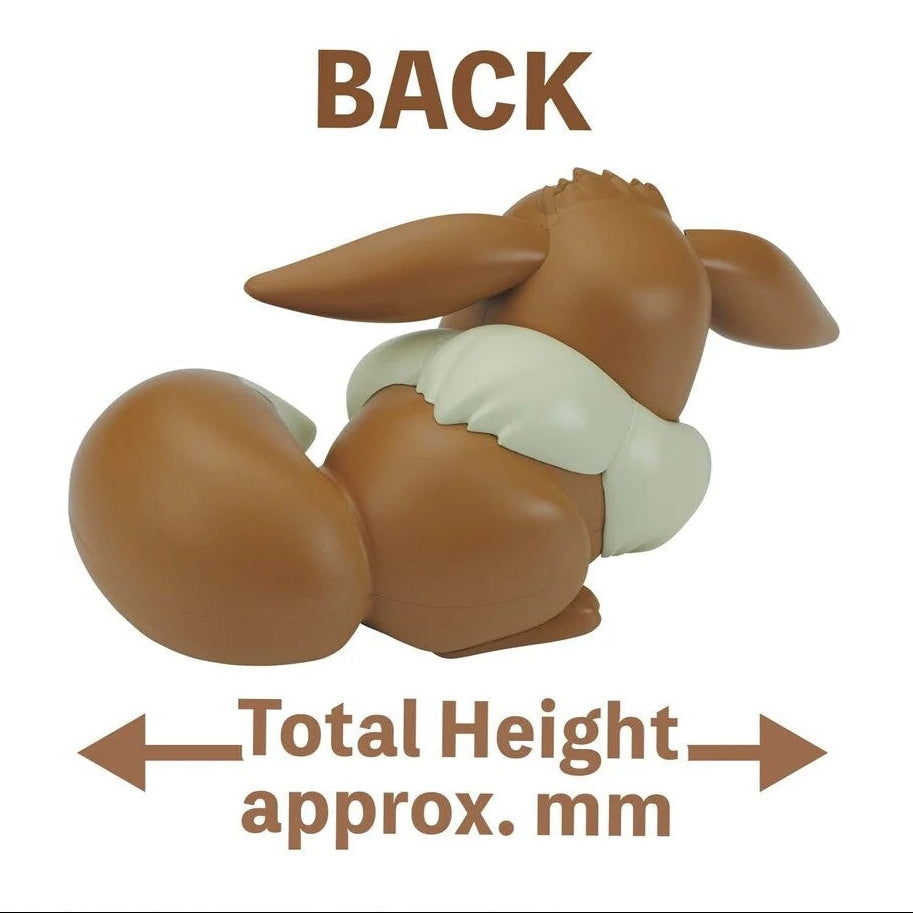 Brown and white toy figure with text indicating total height on a white background
