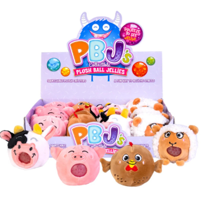 Plush ball jelly toys  Farm with colorful packaging on a white background