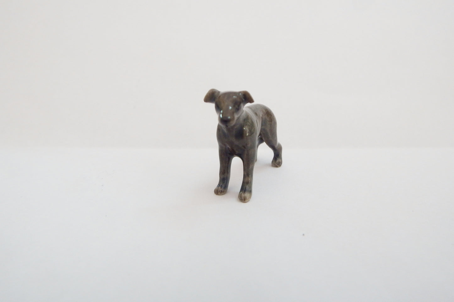 Greyhound mini Miniature porcelain Figurine grey 2