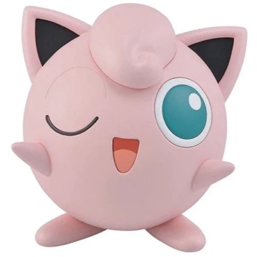 Plush toy of a pink cartoon character with large eyes on a white background