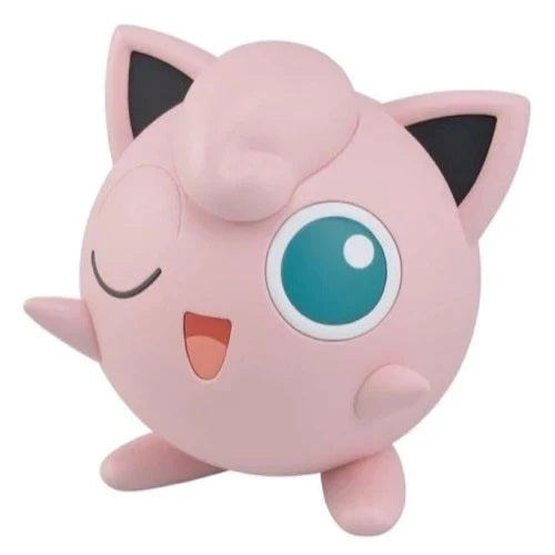 Pink cartoon character with large eyes on a white background