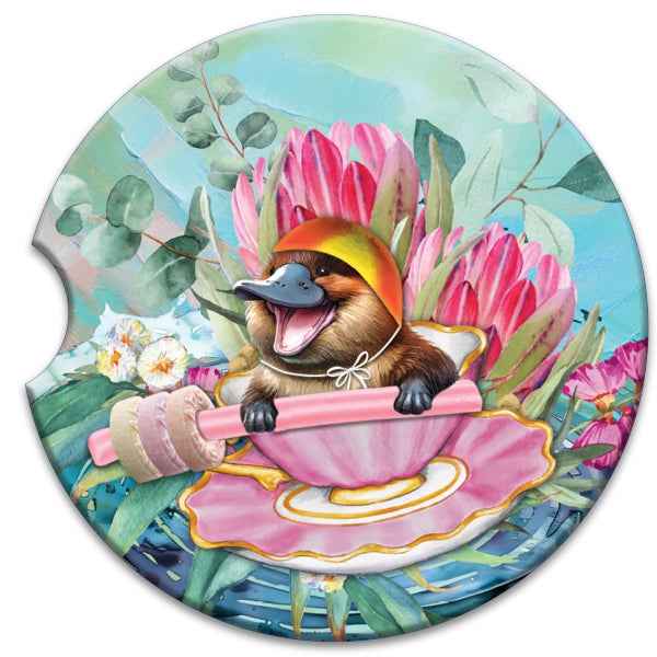 Lisa Pollock Car Coasters Lifesaver Platypus