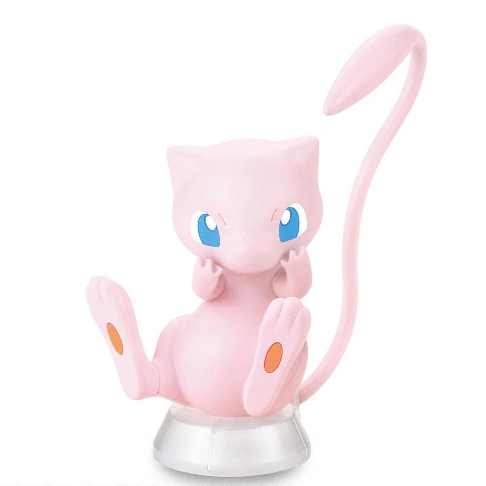 Pink cat-like figure with blue eyes on a white background