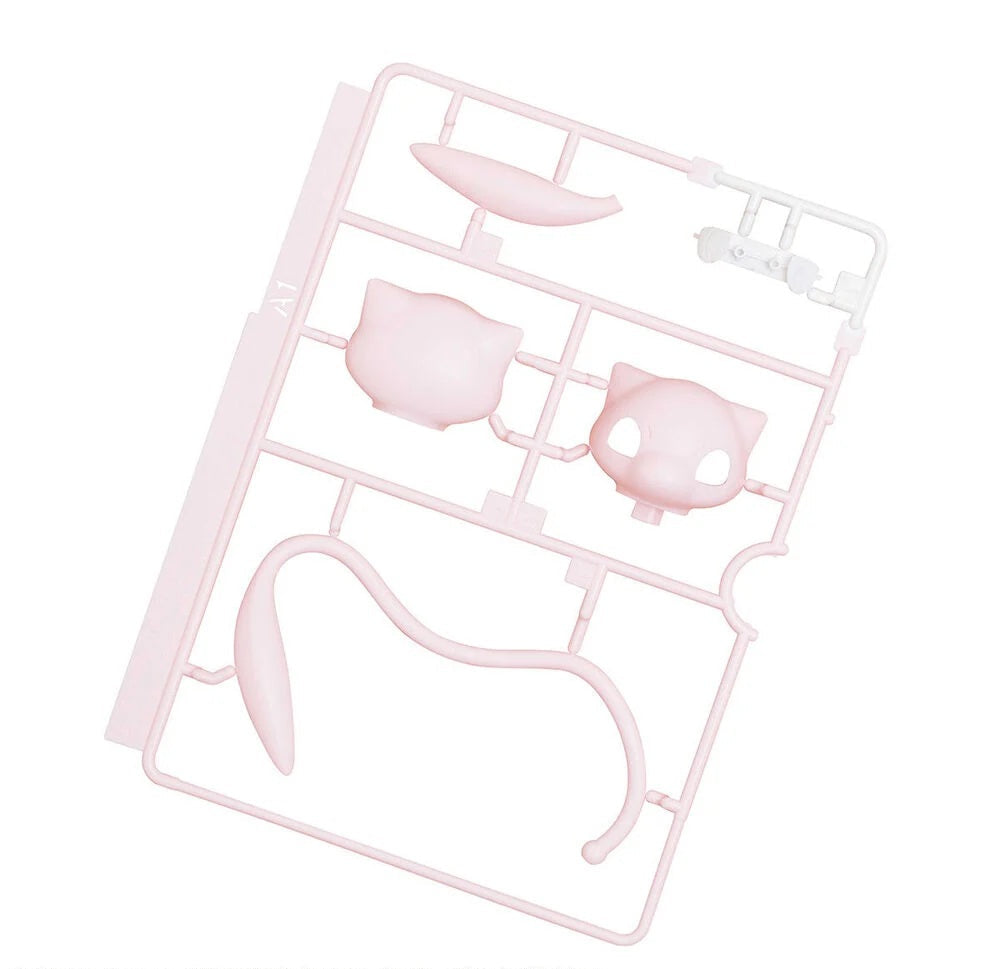 Pink plastic model kit with character parts on a white background