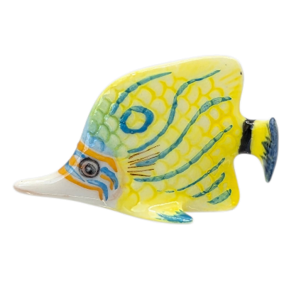 blue and yellow butterfl fish  blue dot